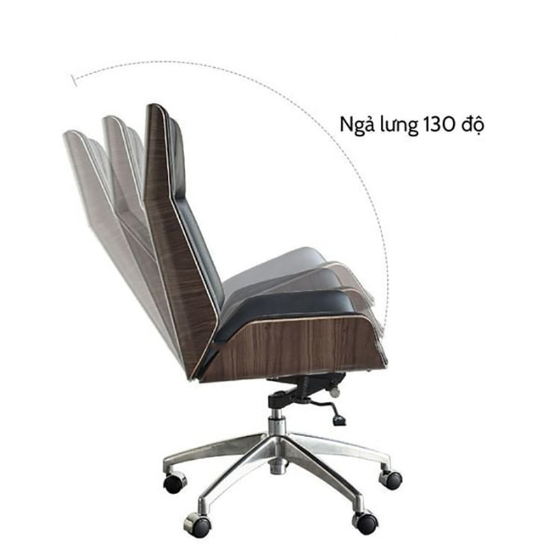 Ghế giám đốc lưng gỗ chân xoay sang trọng tinh tế GD104