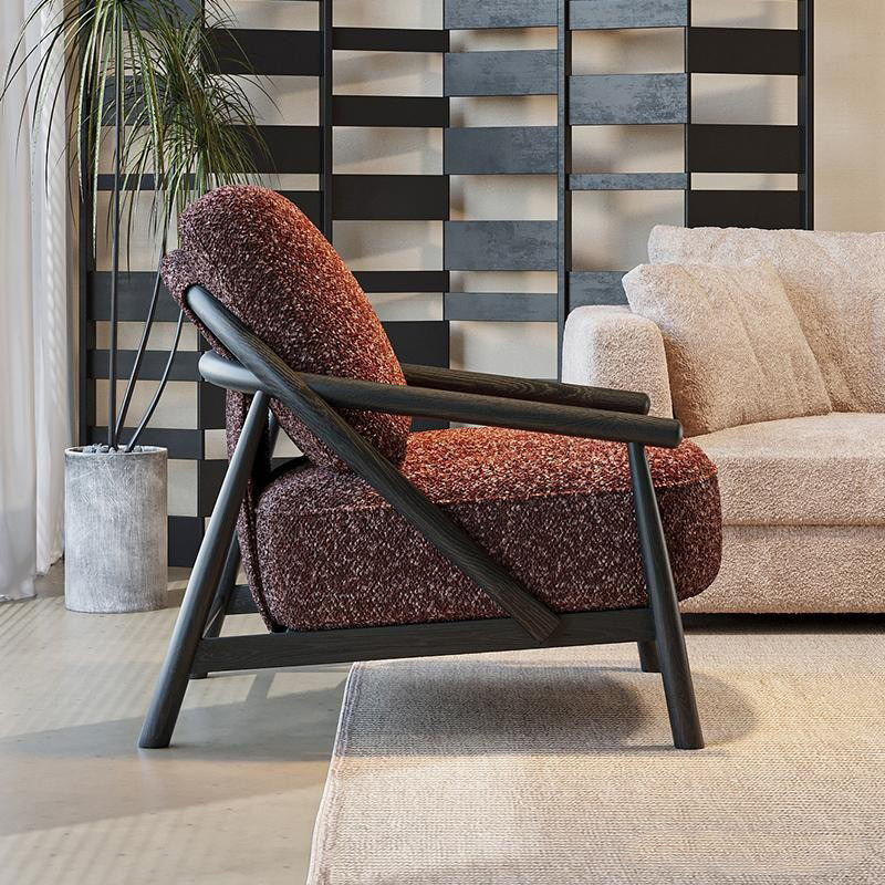 Ghế sofa đơn Earl thư giãn bọc vải Cashmere phong cách cổ điển GG267