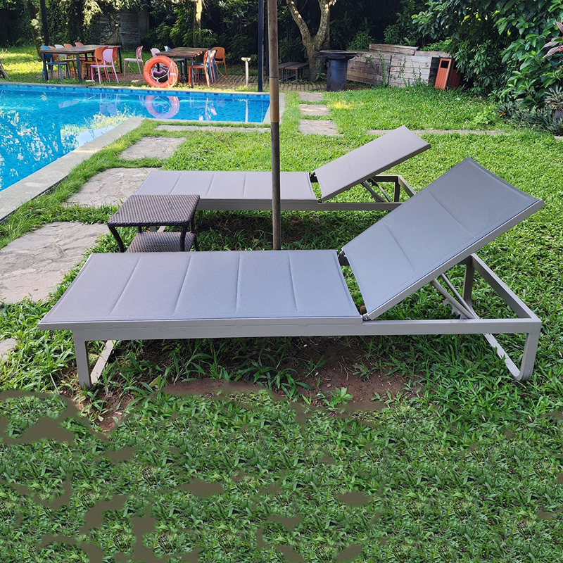 Ghế hồ bơi hợp kim nhôm đúc nhập khẩu nệm lưới Textilene GT078