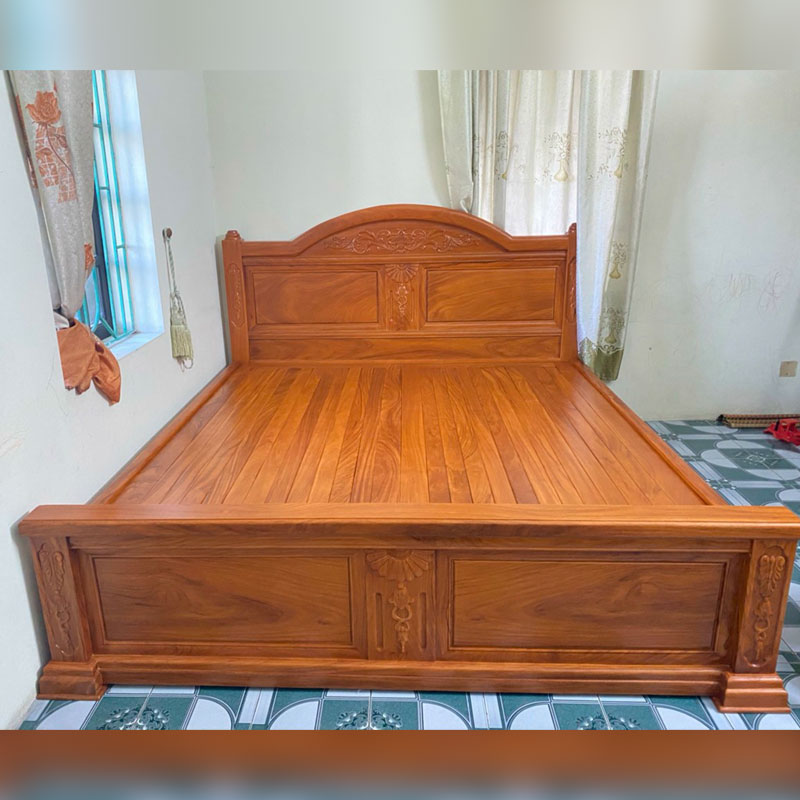 Giường ngủ gỗ gụ 1m8 x 2m đẹp bền chắc GN087