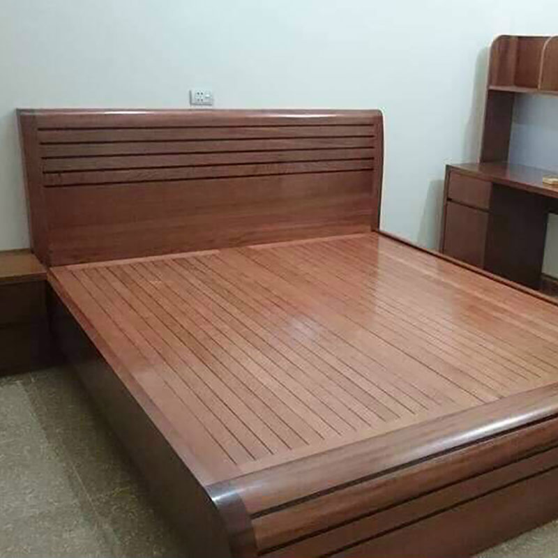 Giường ngủ gỗ xoan đào chân cuốn hiện đại GN093