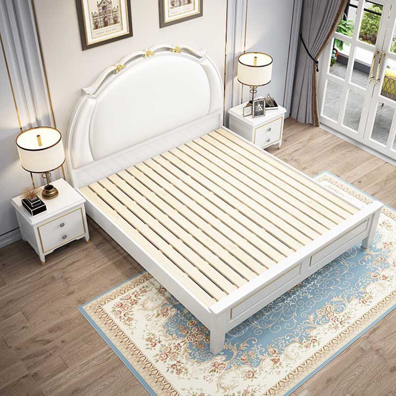 Giường ngủ nhập khẩu bọc da màu trắng tinh tế GN356