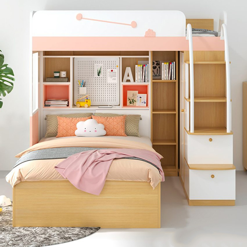 Giường gỗ 2 tầng cho bé thiết kế hiện đại, thông minh GN458
