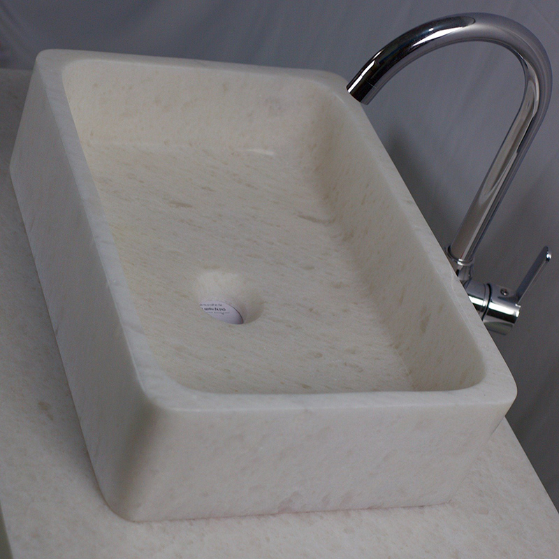 Bồn Lavabo hình chữ nhật đá trắng muối L460xW330xH140 LA004