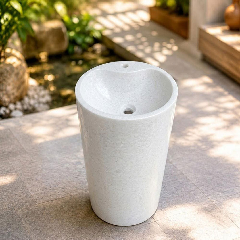  Chậu rửa mặt Lavabo liền vòi hình trụ tròn đá Cẩm Thạch tự nhiên nguyên khối LA924