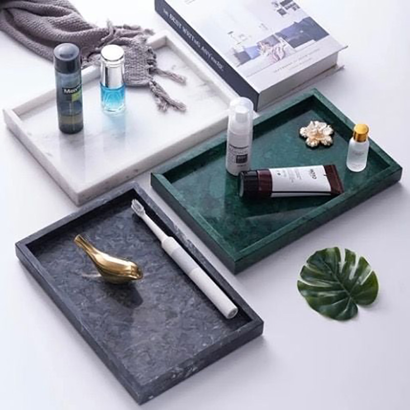 Khay đá marble hình chữ nhật, đá đen tia chớp trang trí phòng tắm PT007