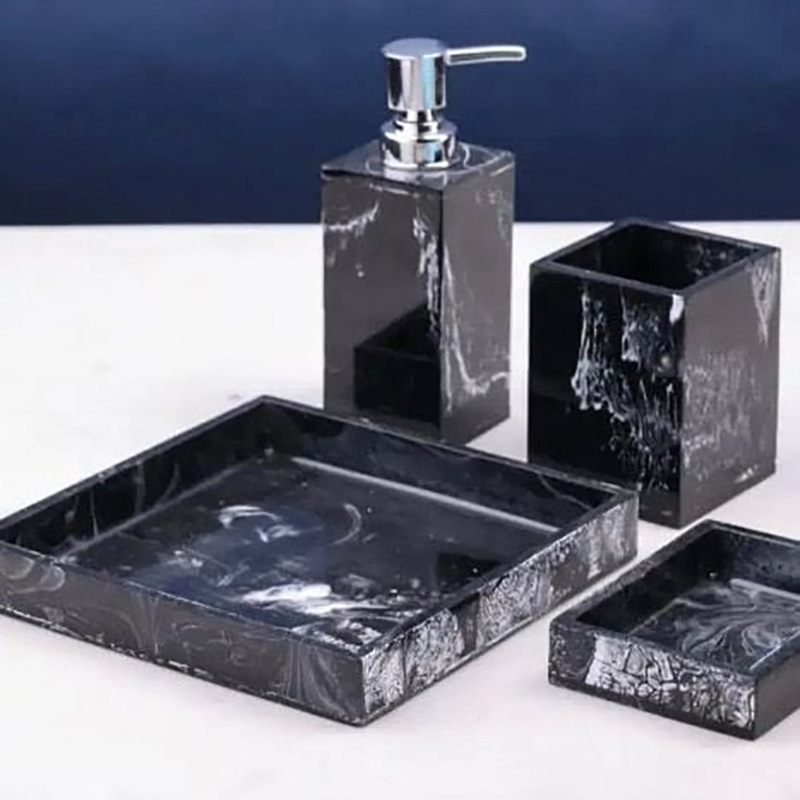 Khay đá marble hình vuông, đá đen tia chớp đựng mỹ phẩm, trang sức PT014
