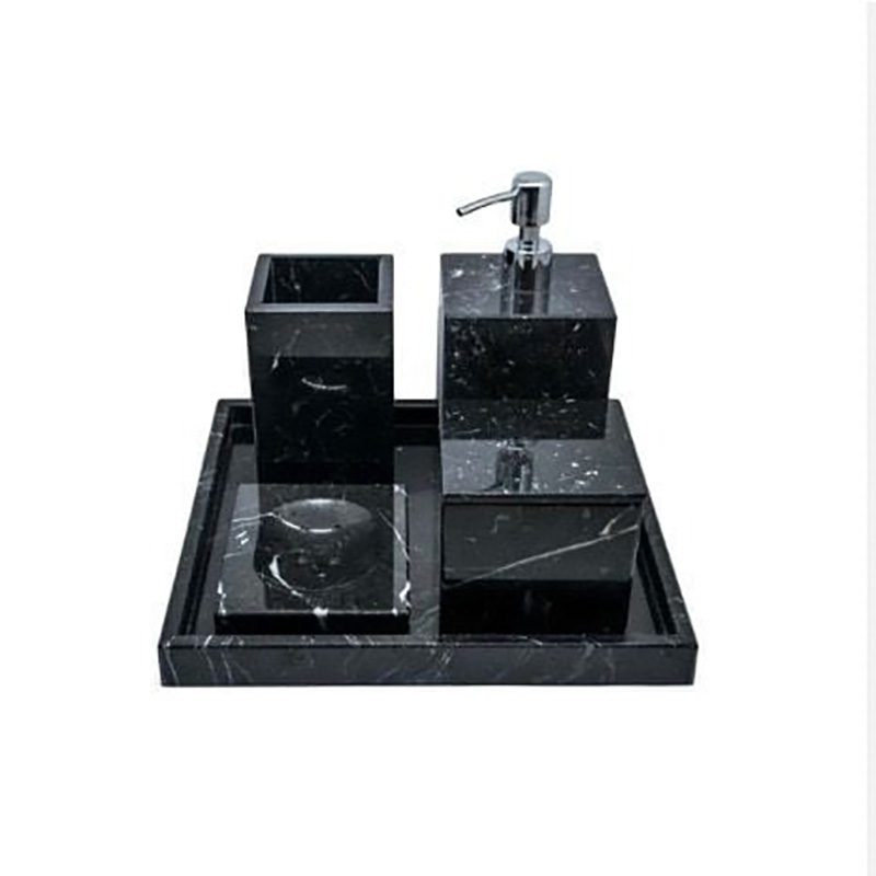 Khay đá marble hình vuông, đá đen tia chớp đựng mỹ phẩm, trang sức PT014