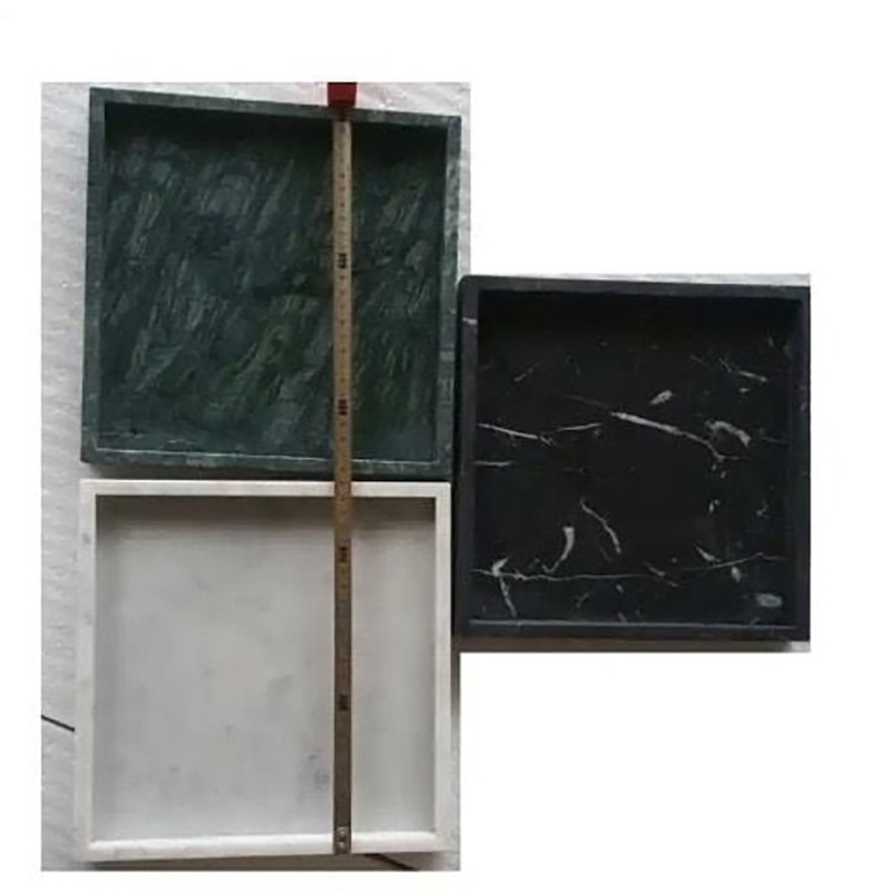 Khay đá marble hình vuông, đá đen tia chớp đựng mỹ phẩm, trang sức PT014