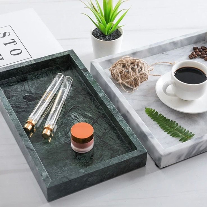 Khay đựng đá Cẩm Thạch Marble xanh Ấn Độ hình chữ nhật PT016