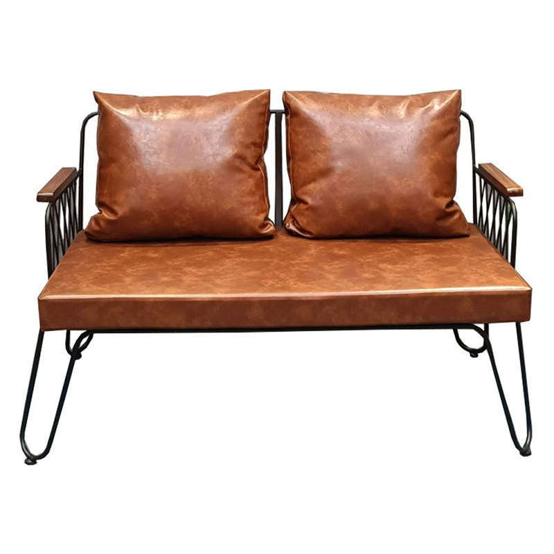 Ghế sofa băng đẹp cho quán cafe khung sắt mặt đệm da Simili SF630