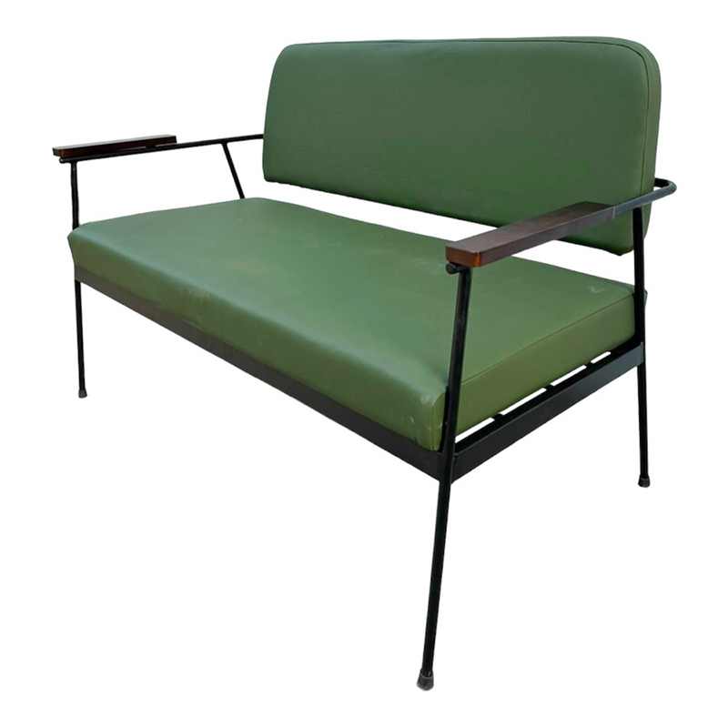 Ghế sofa băng, ghế cafe khung sắt tay viền gỗ phong cách Vintage SF633