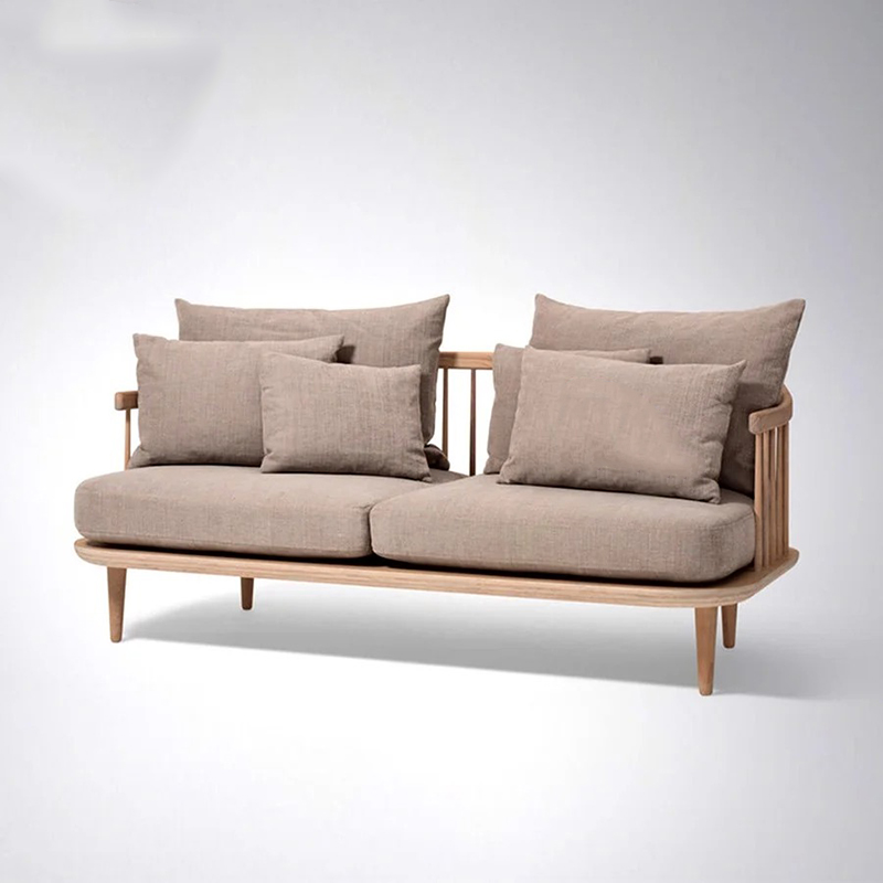 Sofa văng nan gỗ Fly đệm bọc vải nỉ, da SF882