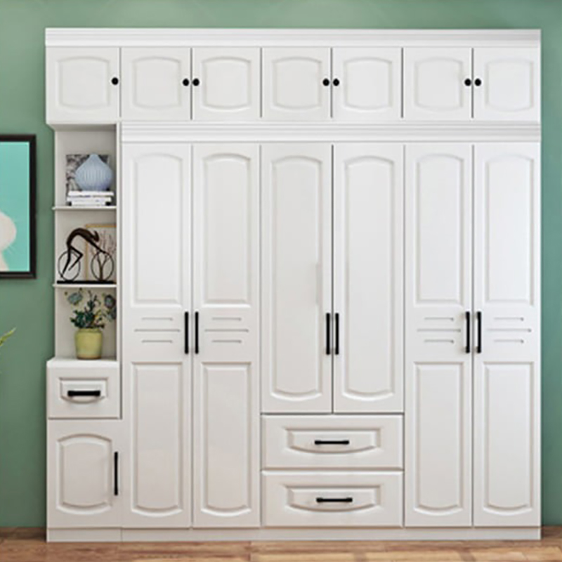Hệ tủ quần áo phong cách cổ điển gỗ MDF phủ sơn trắng TQ454