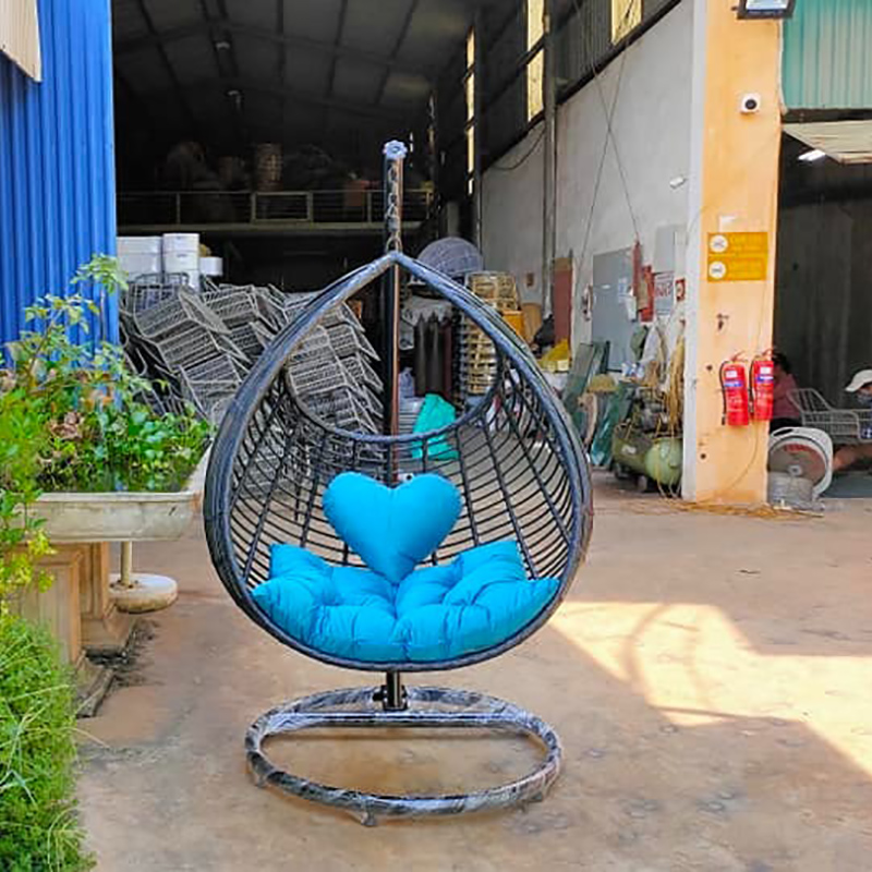 Xích đu võng đệm mây nhựa giỏ treo hình giọt nước HXD673