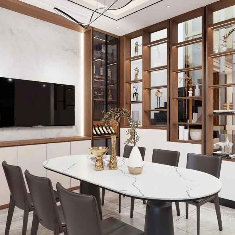 Bàn ăn chân đá tự nhiên nguyên khối, mặt đá cẩm thạch BA212