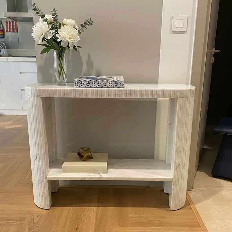 Bàn console đá nguyên khối làm kệ trưng bày các vật phẩm decor, tranh ảnh cao cấp CT123