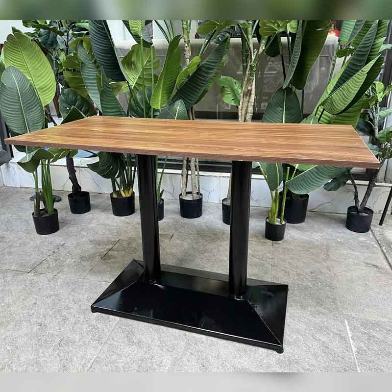 Bàn cafe, nhà hàng, quán ăn chân trụ sắt mặt gỗ 60x120cm GC840