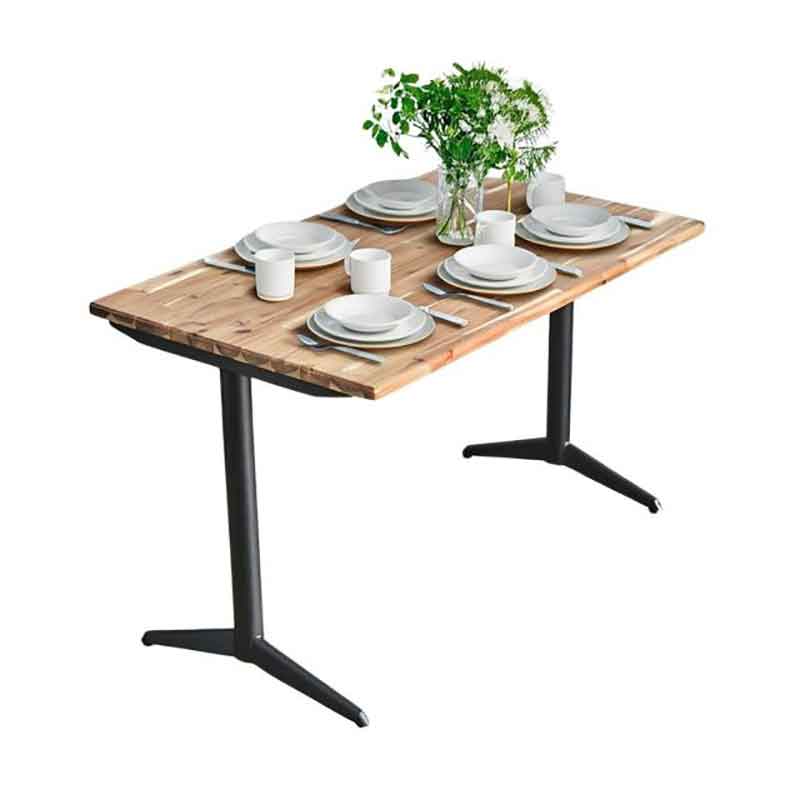 Bàn cafe nhà hàng chữ nhật 120x70cm gỗ tràm chân sắt GC793