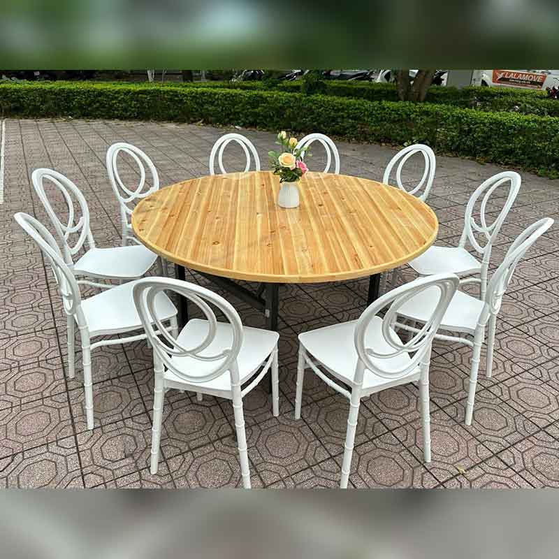 Bộ bàn tròn 10 người nhà hàng hội nghị, đám cưới ghế OVAL GC828