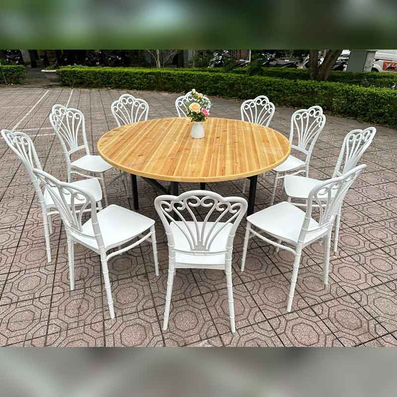 Bộ bàn tròn 10 người tiệc cưới vẻ đẹp hài hòa và tinh tế GC824