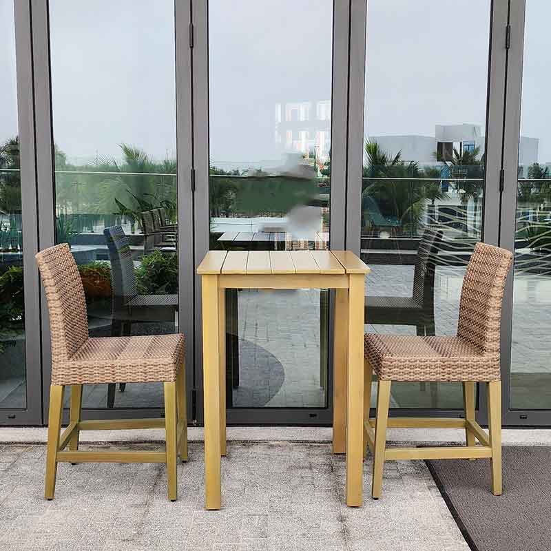 Bàn ghế cafe nhựa giả mây đẹp cho sân thượng, ban công ngoài trời BM530