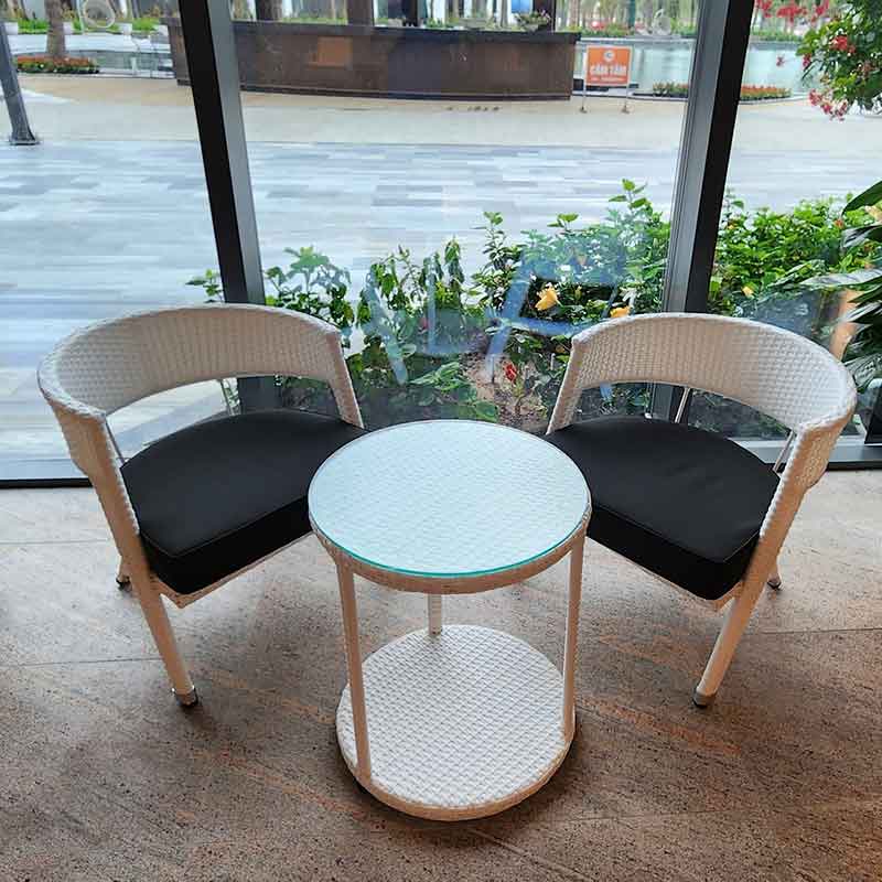 Bàn ghế nhựa giả mây quán cafe trong nhà và ngoài trời BM531