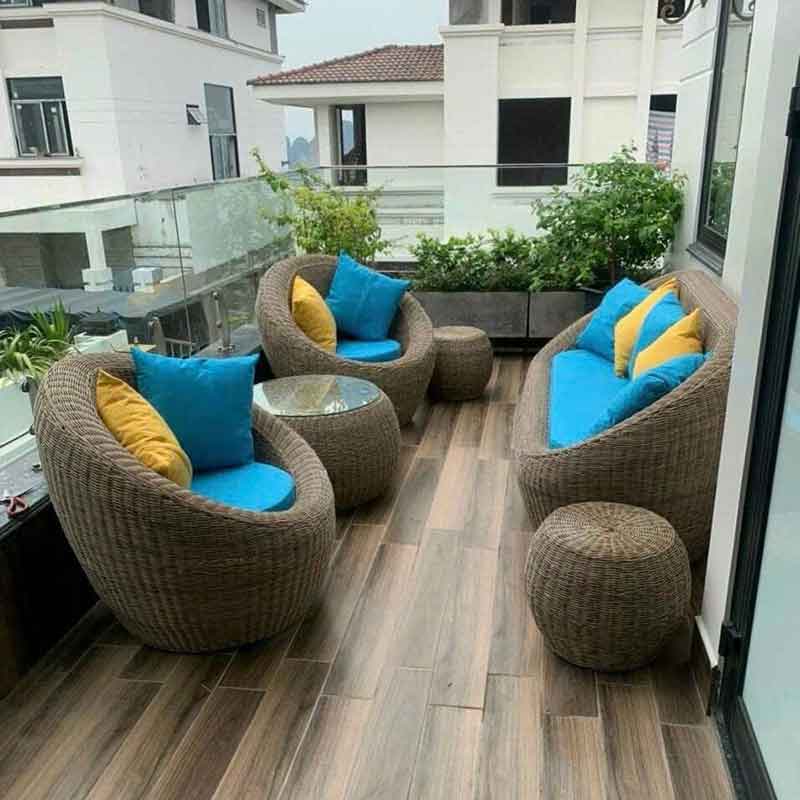 Bàn ghế Sofa mây nhựa cao cấp sân vườn ngoài trời BM426
