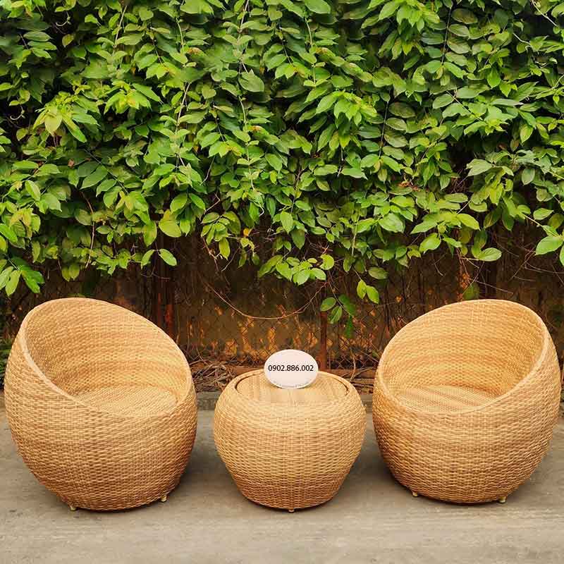 Bộ bàn ghế mây nhựa quán cafe, resort đẹp BM527