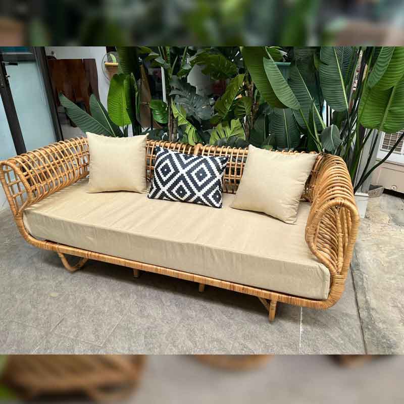 Ghế sofa băng khung ghế mây tự nhiên + đệm ngồi cao cấp BM389