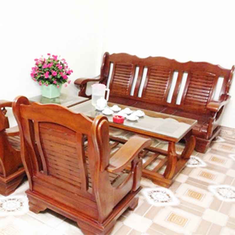 Bộ bàn ghế phòng khách mẫu Đài Loan giá rẻ gỗ xoan ta BK201