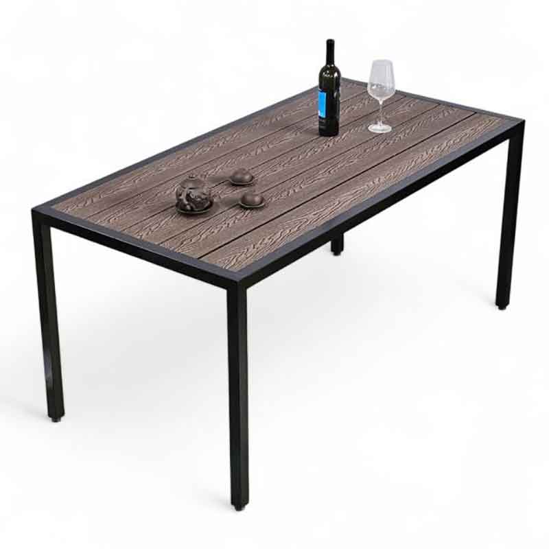 Bàn chữ nhật ngoài trời cho quán cafe, quán ăn nhà hàng KT 160x80cm gỗ nhựa vân 3D BS327