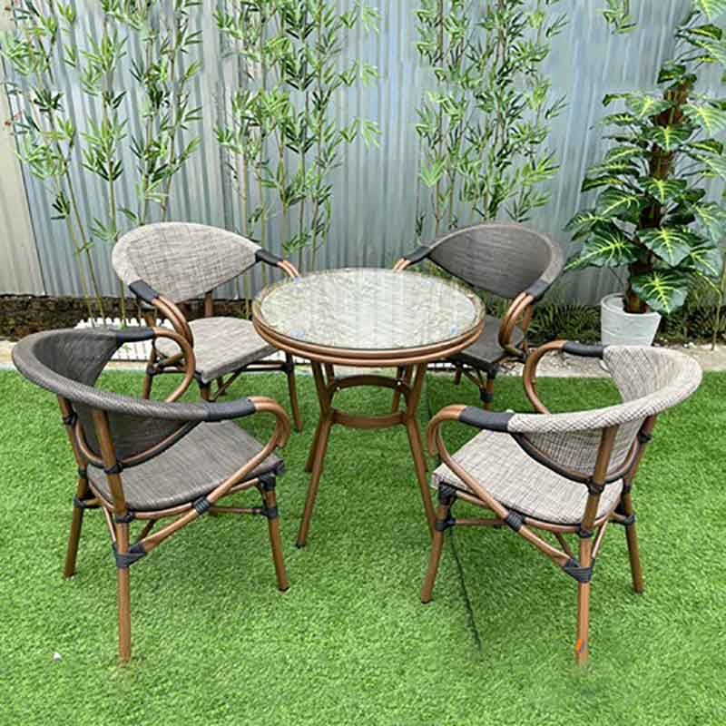 Bộ bàn cafe sân vườn, ban công, khu vực bên hồ bơi mặt kính BS378
