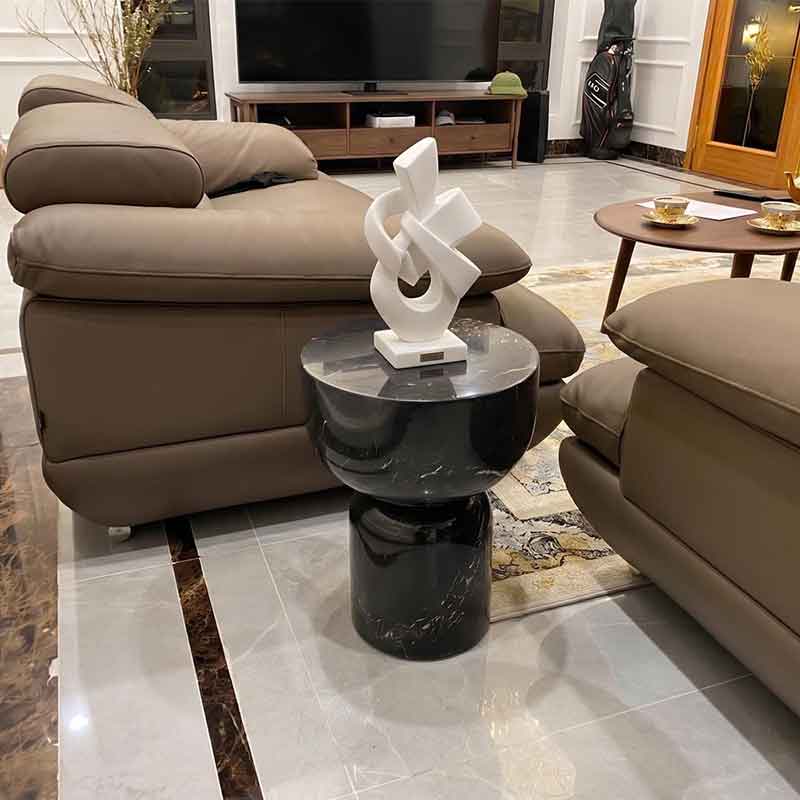  Bàn side tab đá Marble cao cấp đường vân, sắc đen huyền bí BC573