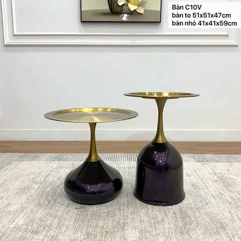 Bàn side tab đôi trang trí decor phòng khách độc lạ nhập khẩu BC922