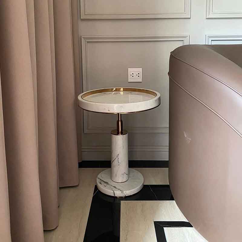 Bàn side table cao cấp đá tự nhiên kết hợp Inox BC325