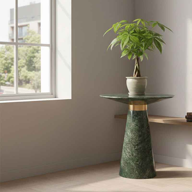 Bàn tab Sofa cao cấp đá xanh tự nhiên phối Inox mạ vàng BC665