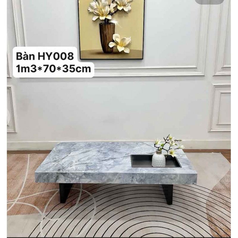 Bàn trà mặt đá chân hợp kim sơn tĩnh điện bóng KT 130cm x 70cm BT288