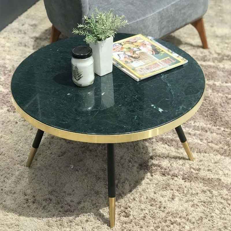  Bàn trà mặt đá Đá xanh Ấn độ, chân Inox kết hợp sắt sơn đen tĩnh điện BT941