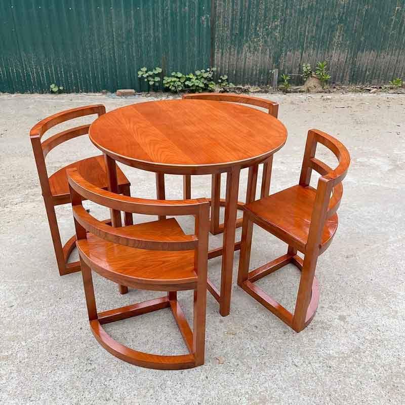 Bộ bàn ăn mặt gỗ 4 ghế gỗ xếp gọn tiết kiệm diện tích BA677