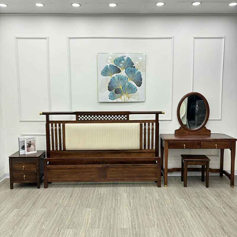 Combo giường bàn trang điểm, tab đầu giường gỗ gội CB303