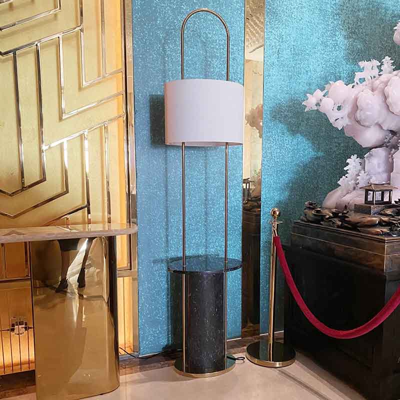 Đèn đứng trang trí đá Marble tự nhiên kết hợp chao vải tinh tế DN632