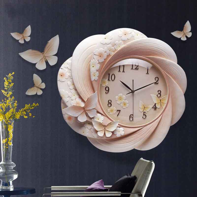 Đồng hồ treo tường phù điêu bướm hồng DC167