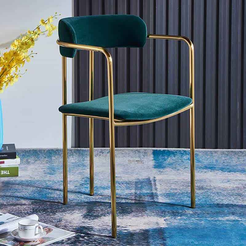 Ghế ăn cafe nhà hàng đệm nhung chân Inox mạ vàng GA508