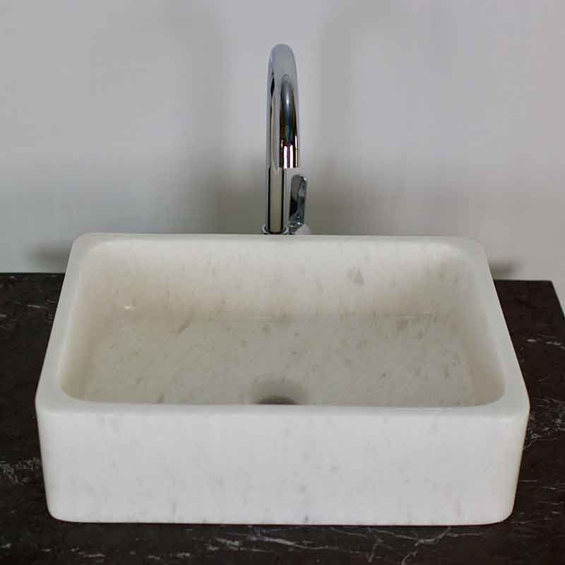 Bồn Lavabo hình chữ nhật đá trắng muối L460xW330xH140 LA004