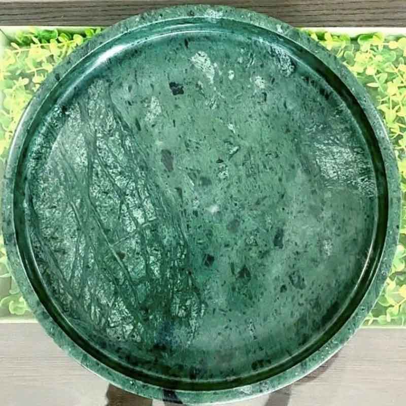 Khay đá marble hình tròn, đá xanh Ấn Độ decor khách sạn & resort cao cấp PT012