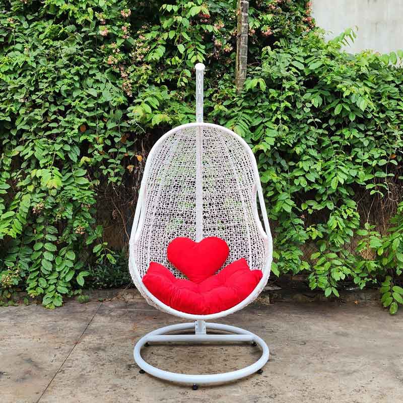Xích đu mây nhựa thư giãn tay chữ C đan rối trang trí phòng khách XD671