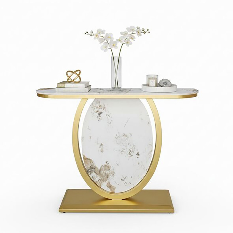 Bàn console hình Oval trang trí decor như bình hoa, đèn để bàn, hay ảnh khung CT088