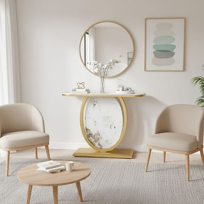 Bàn console hình Oval trang trí decor như bình hoa, đèn để bàn, hay ảnh khung CT088