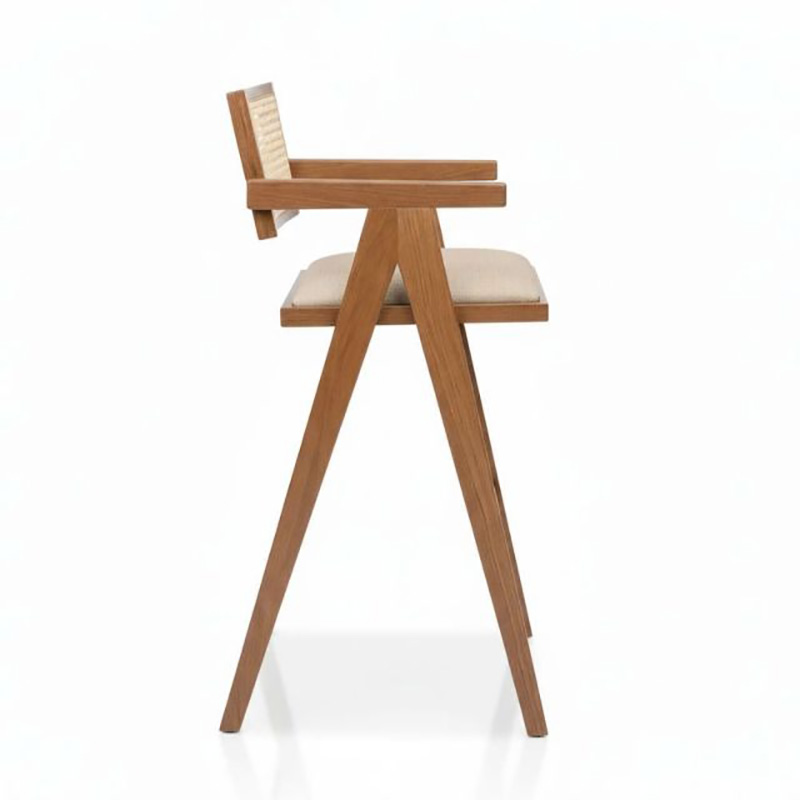Ghế bar gỗ Ash chân chữ V nệm bọc vải GB304